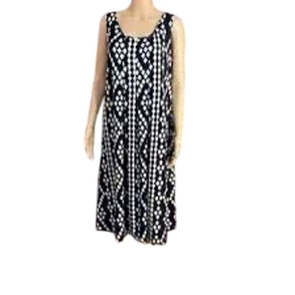 George blk/wht print sleeveless maxi dress size large 12-14 - Picture 1 of 4